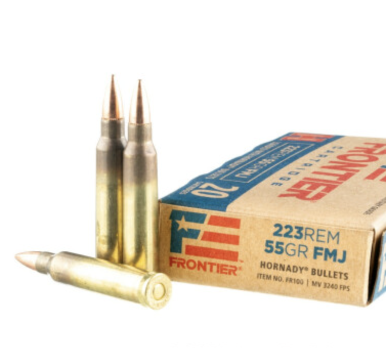 500 Rounds of 55gr FMJ .223 Ammo by Hornady Frontier