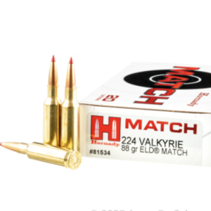 20 Rounds of 88gr ELD Match .224 Valk Ammo by Hornady