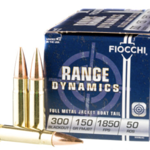 50 Rounds of 150gr FMJBT .300 AAC Blackout Ammo by Fiocchi