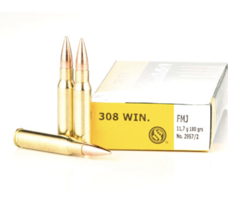 20 Rounds of 180gr FMJ .308 Win Ammo by Sellier & Bellot
