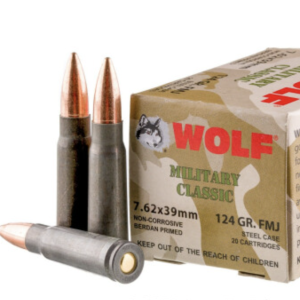 1000 Rounds of 124gr FMJ 7.62x39mm Ammo by Wolf Mil Classic WPA
