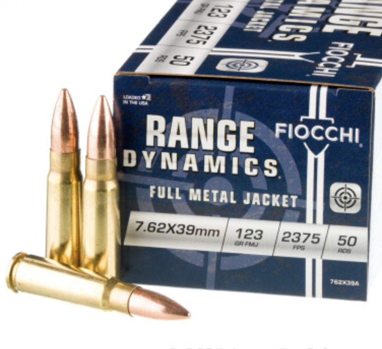 500 Rounds of 123gr FMJ 7.62x39 Ammo by Fiocchi