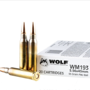 20 Rounds of 55gr FMJ 5.56x45 Ammo by Wolf Gold